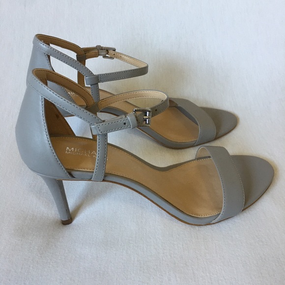 Michael Kors coral or grey leather Heel Sandals women’s grey or coral new No box - Picture 9 of 11